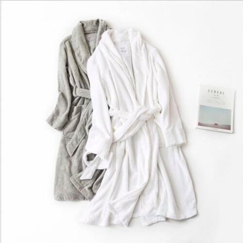 Autumn Women Top quality Luxury Robe Couples Warm Cotton bathrobe Turn-down collar robes Female long sleeve dressing gown