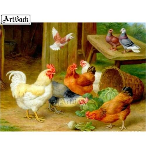 Full square 5d diamond painting chicken kit 3d animal diamond embroidery rhinestone resin mosaic decorative painting