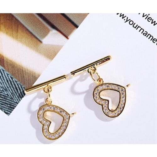 Classic CZ Heart Stainless Steel OT Clasps Toggle Findings Buckle Connector For Making Bracelet Jewelry Pendant Supplies