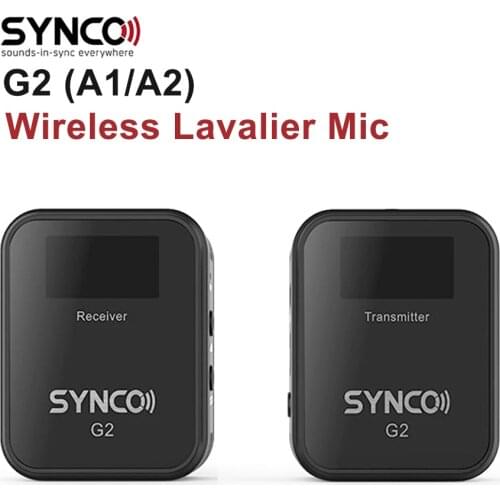 SYNCO G2 A1 A2 Condenser Mic Wireless Lavalier Microphone System for Smartphone Laptop DSLR Tablet Camcorder Recorder