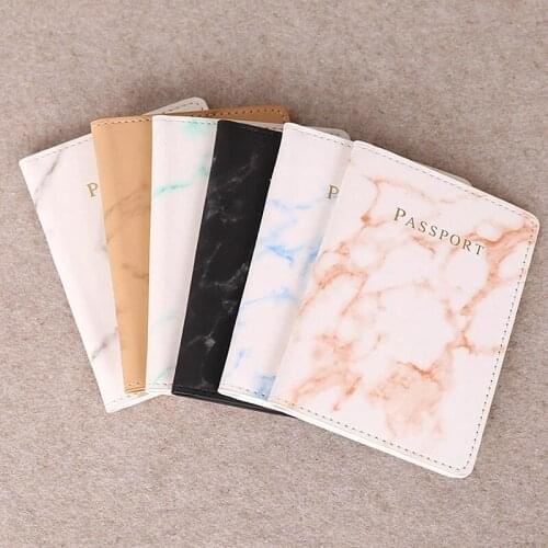 Women Men Holder Packet Purse Bags Pouch Passport Cover Pu Leather Marble Style Travel ID Credit Card Passport Fashion