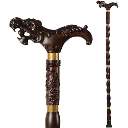 Old mahogany carved rosewood crutches leading Black Sandalwood and Catalpa Faucet Crutches Wood Carving wood wooden cane
