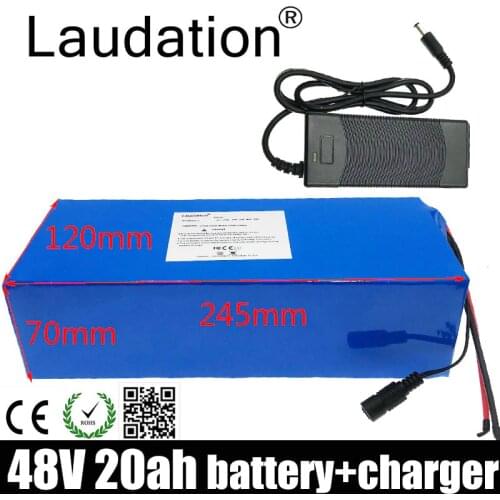 Laudation Electric Bike 48v 20ah Battery 18650 Rechargeable Battery Pack With 2A Charger Built-in 35A BMS For Electric Bicycles