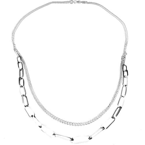 Tide Individual Character Link Layered Necklace Vintage Simple Hip Hop Contracted Chain Necklace Punk Choker Necklace