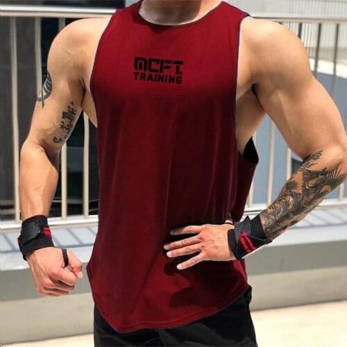 Men Bodybuilding Cotton Tank Tops Gym Fitness Vest Sleeveless Shirt Male Summer Casual Fashion Printed Workout Clothes