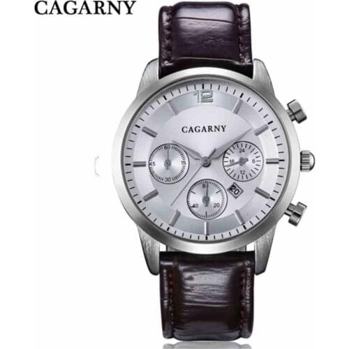 CAGARNY Men Watches Brand Luxury Leather Over Sized Zone Fashion Sport Watches For Man Cheap Watch Wristwatch Relogio Masculino