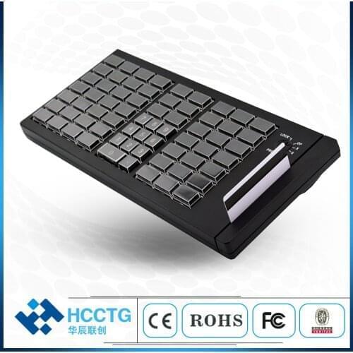 Custom 66keys Membrane Programmable POS Keyboard with Magnetic Card Reader/writer KB66M