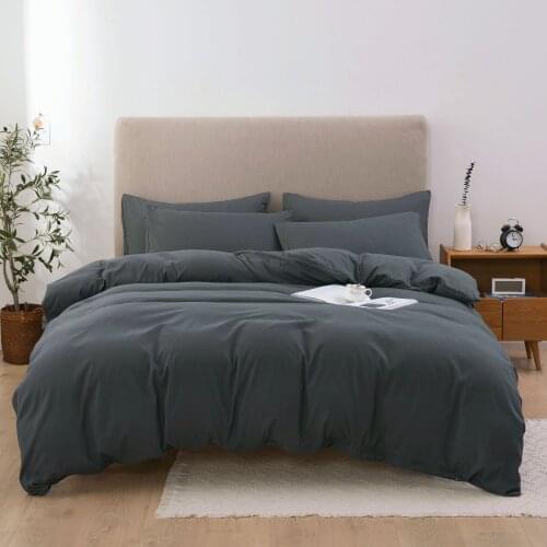 Bedding non-printing pure color washed cotton exquisite product simple ground wool duvet cover kit 4 piece set