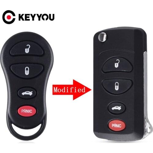 KEYYOU 4 Buttons Remote Folding Key Flip Shell Case Uncut Blank For Chrysler For Dodge For Jeep Intrepid Stratus 3 +1 Panic