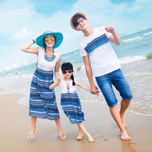 Family Matching Clothing New Summer Style Mother Daughter Matching Dresses Family Look Father and Son Striped T-Shirt