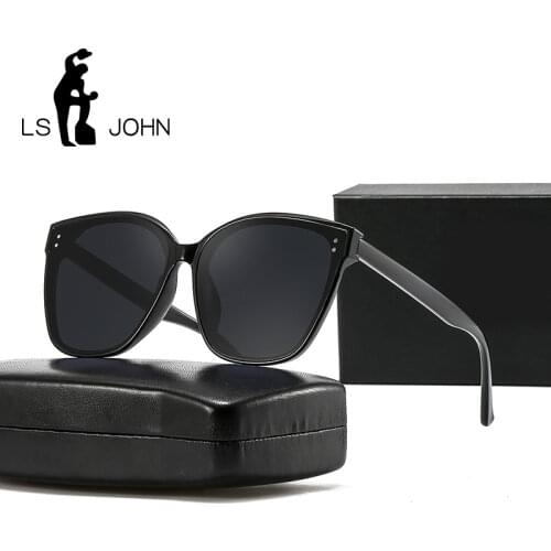 LS JOHN Plastic Classic Vintage Women Sunglasses Oversized Square Frame Luxury Brand Designer Female Glasses Big Shades Oculos