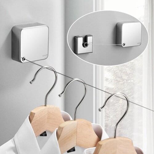 304 Stainless Steel Wire Clothesline Invisible Balcony Storage Rack Drying Rack For Clothes Room Organizer Clothes Hangers