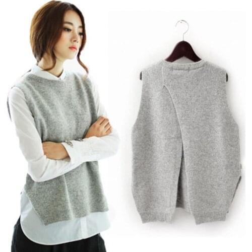 Womens Cashmere Knit Pullovers Vest Waistcoat Autumn Winter Sweater Vests Slim Sleeveless Casual Brand Female Shirt Long Coats