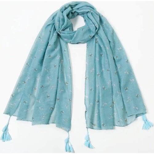 2021 Beautiful Cute Bee Pattern Fringe Scarves Shawls Women Long Soft Animal Wrap Hijab Free Shipping