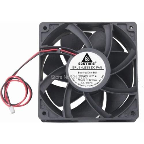 10PCS Gdstime 12038 12cm 120mm DC 48V 0.25A 2 Wires Double Ball Bearing Cooler Cooling Fan
