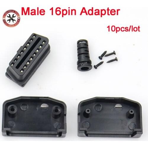 10pcs/lot High Quality Obd2 Connector Universal 16 Pin Male Car Diagnostic Scanner Tool Adapter Best Price