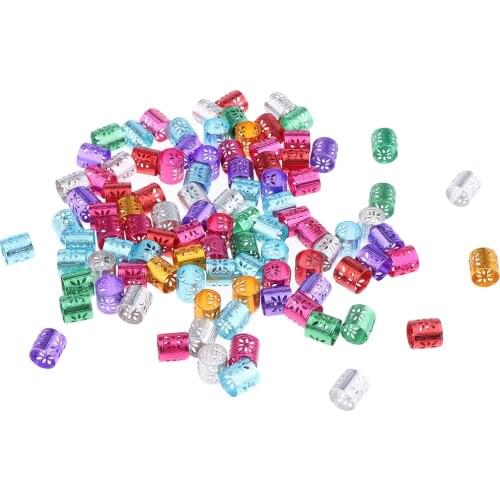 100Pcs Aluminum No Rust Dreadlocks Beads Cuffs Rings for Women Assorted Colors 1cm