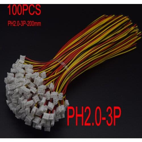 100PCS Mini Micro 2.0 PH Connector Male Female 3-Pin Plug With Wires Cables Socket 200MM 26AWG PH2.0 New