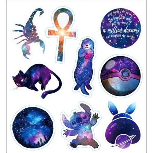 100PCS Waterproof Starry Sky Galaxy Stickers Cartoon Childrens Toy Mixed Constellations Sticker Scooter Bike Phone Notebook
