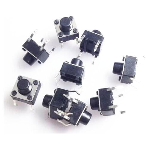 50pcs 6*6*6mm Light touch switch DIP4 ON/OFF Push button Touch micro tact switch black keys button DIP 4pin 6x6x6