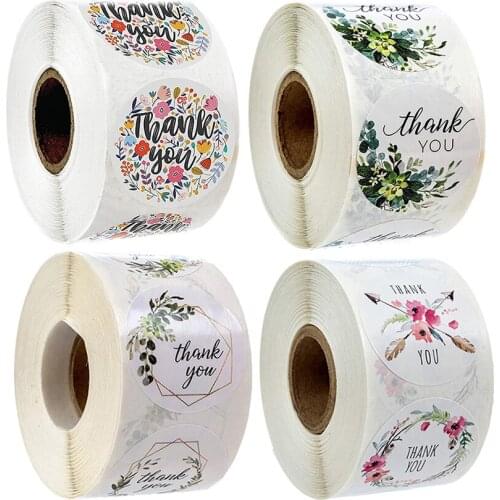500Pcs/roll 18 Types Floral Thank You Sticker for seal label scrapbooking christmas sticke decoration sticker Stationery Sticker