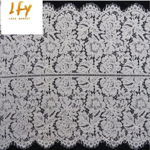 58cm x 300 cm dress wear garment lace fabric DIY sewing french Chantilly lace trim bordered wedding dress fabric
