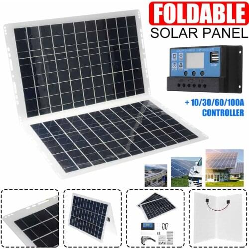 600W Dual USB Solar Panel with 60/100A Controller Waterproof Poly Solar Cells Solar Panel for Phone Car Yacht RV Battery Charger