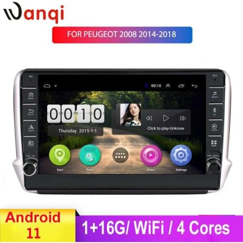 Knob Android 9.0 Car Radio for Peugeot 2008 308 2014-2018 10 Inch IPS 2.5D Touch Screen Multimedia Player Audio Navi OBD2 No DVD