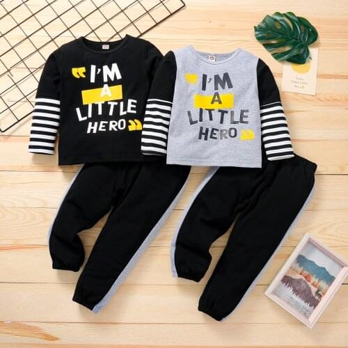 Bobora Toddler Baby Boy Clothing Sets Little Printed Long Sleeve Tops And Pants Kids Outfits 2pcs Autumn
