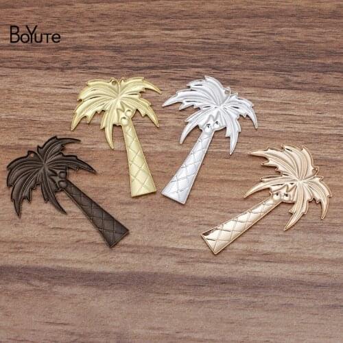 BoYuTe (20 Pieces/Lot) 4 Colors 50MM Coconut Tree Pendant Metal Brass Stamping DIY European Charms Pendant