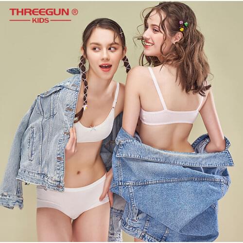 THREEGUN Girls Training Bras Undershirts Cotton Comfortable Teenage Puberty Brassiere Kids Bras for Girls Undergarment A70-A85
