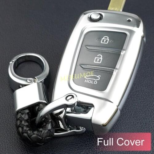 3 Buttons Flip Key Fob Case Cover Chain For Hyundai Santa Fe Elantra GT Palisade Venue Accent Veloster Kona i30