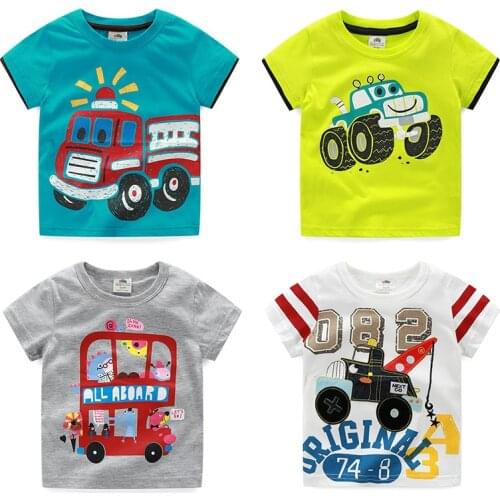 Baby traffic short-sleeved T-shirt 2020 summer Korean boy childrens clothing round neck bottoming shirt tx-5003