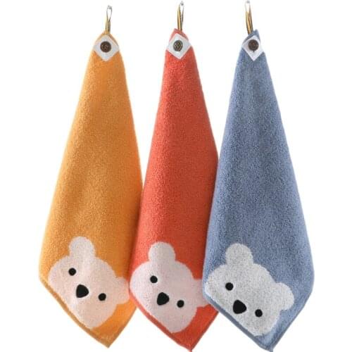 Children Towels Baby Face Towel Cute Cartoon Bear Pattern Hangable Hand Towel Soft Cotton Towels Kids Bathroom Products