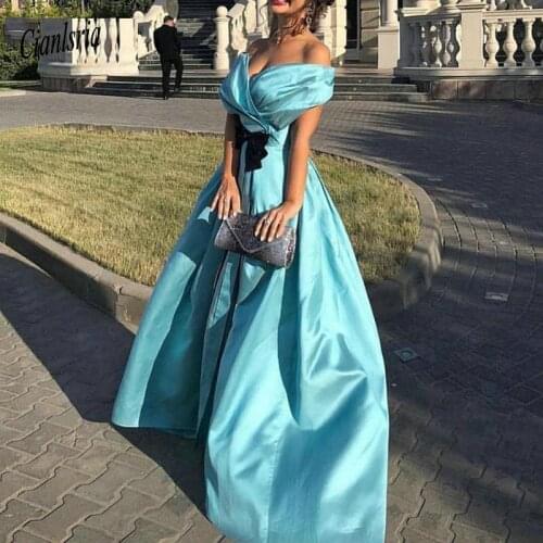New Arrival Taffeta V Neck Formal Dress Party Vestidos De Noche Long Evening Dresses Plus Size Suknia Wieczorowa