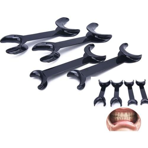 Double Head T-Shape Intraoral Cheek Lip Retractor Opener Black Dental Tool Orthodontic Teeth Mouth Materials Size Small+Large