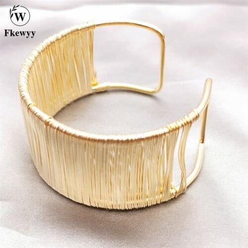 Fkewyy Women Luxury Gold Color Jewelry Multiple Circles Manual Weave Fasion Bracelets Punk Accessories Valentines Day Gift Girl