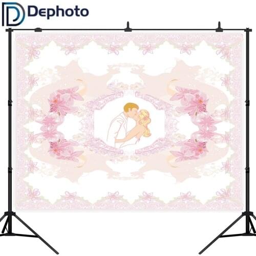 DePhoto Background Photography Pink Frame Flowers Photocall Wedding Photo Backdrops Photophone Wallpaper
