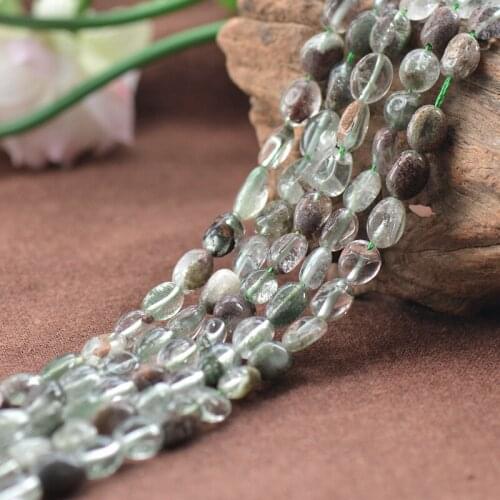 Joanlyn Natural Lodolite Beads Chlorite Included Green Phantom Quartz NOT Enhanced 6x8mm Irregular Shape 15 Inch Strand LY23