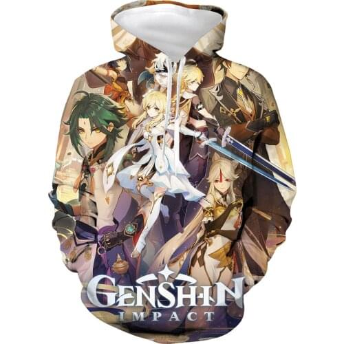 Anime Genshin Impact Cosplay Costume Lumine Tartaglia Klee Diluc Venti Paimon Jean Gunnhildr Unisex 3D Hoodie Cosplay Costume