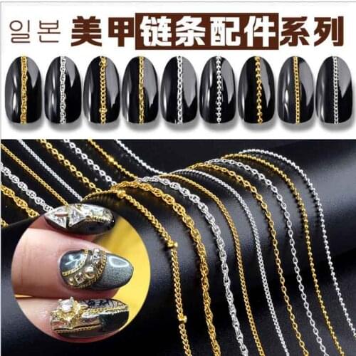 50cm NAIL ART GOLD OR SILVER Metal BEAD CHAIN LINE