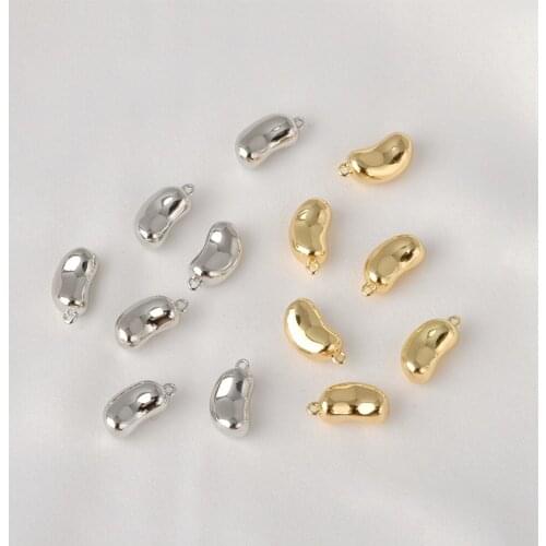 Copper Metal 14K Gold Silver Cartoon Peanut Peas Shape 3D Floating Locket Charms DIY Jewelry Earring Garment Accessory