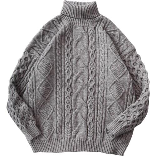 2021 mens new high neck pullover casual twist sweater can be worn inside and outside