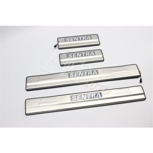 Stainless Steel Led Door Sill Scuff Plate Guard Sills Protector Trim For Nissan Sentra 2012-2016