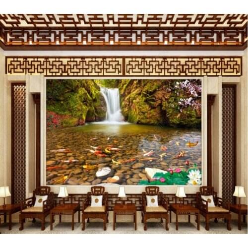 Papel de parede Flowing Water Makes Money Mountain 3d wallpaper mural,iving room tv wall bedroom wall papers home decor