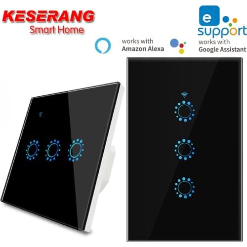 Ewelink EU/UK/US 1/2/3/4/5/6 Gang WiFi Wall Light Touch Switch 2200W AC 95-250V,Support Google Home Amazon Alexa Voice Control