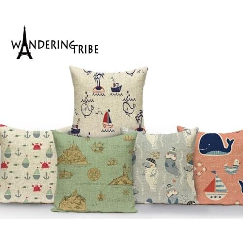 Marine Style Pillow Cover Sailboat Cushion Covers Lighthouse Cushion Covers for So Nordic Decor Home Cover for Pillow kissen
