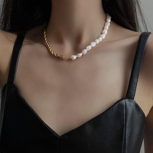 Yangliujia The Baroque Natural Pearl Necklace Bohemian Fashion Temperament Simple Chain Clavicle Women Jewelry Gift Accessories