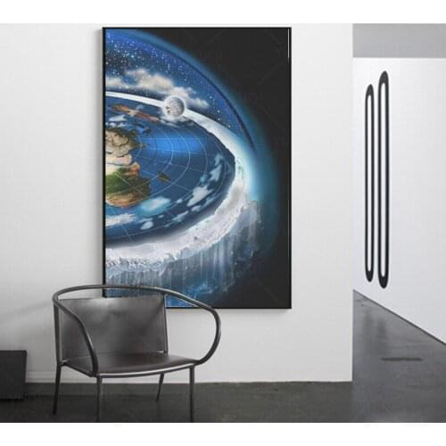 Flat Earth with Dome Art canvas prints Poster Wall Art Picture Posters and Prints Canvas Painting for Room Home Décor