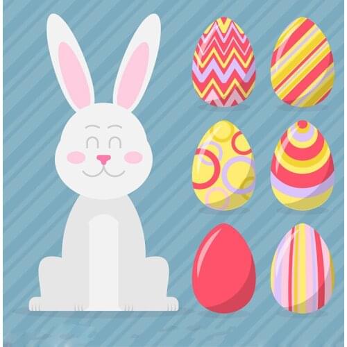 Julyarts The Rabbit And Six Eggs Happy Easter New Cutting Dies For 2021 Scrapbooking Stencil Die Cuts Card Making Decorative